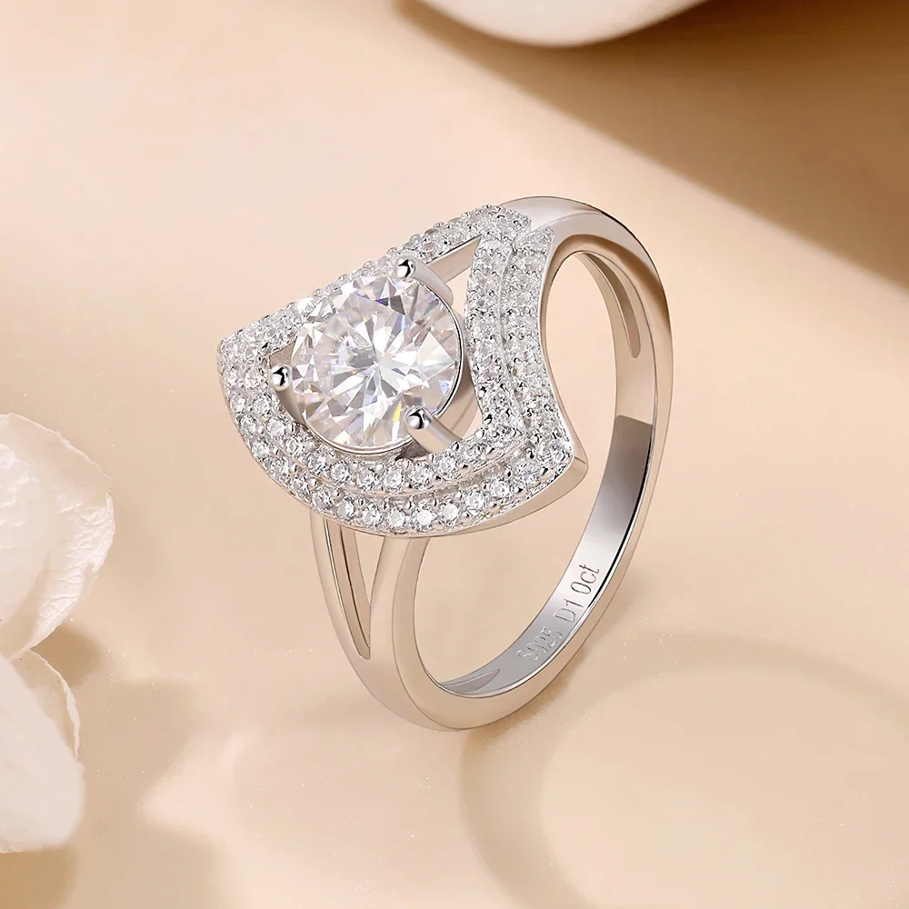 Couple Ring Set - Pierścionek zaręczynowy LinkerLove z moissanitem 1ct,